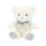 Keeleco White Teddy Bear with Grey Ribbon 15cm