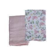 Bamboo Muslin Receiver 2 Pack - Pink Jungle